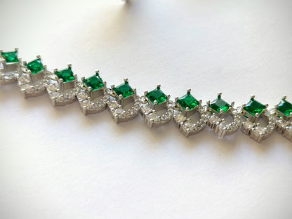 Royal Green & Rhodium AD Statement Necklace Set [Nita Ambani Inspired]