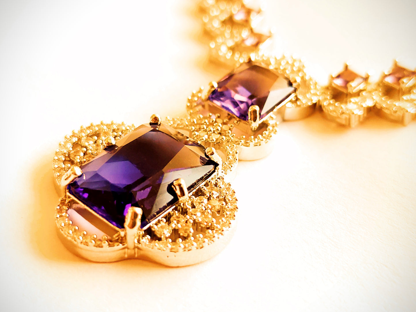 Royal Amethyst Purple & Rhodium AD Statement Necklace Set [Nita Ambani Inspired]