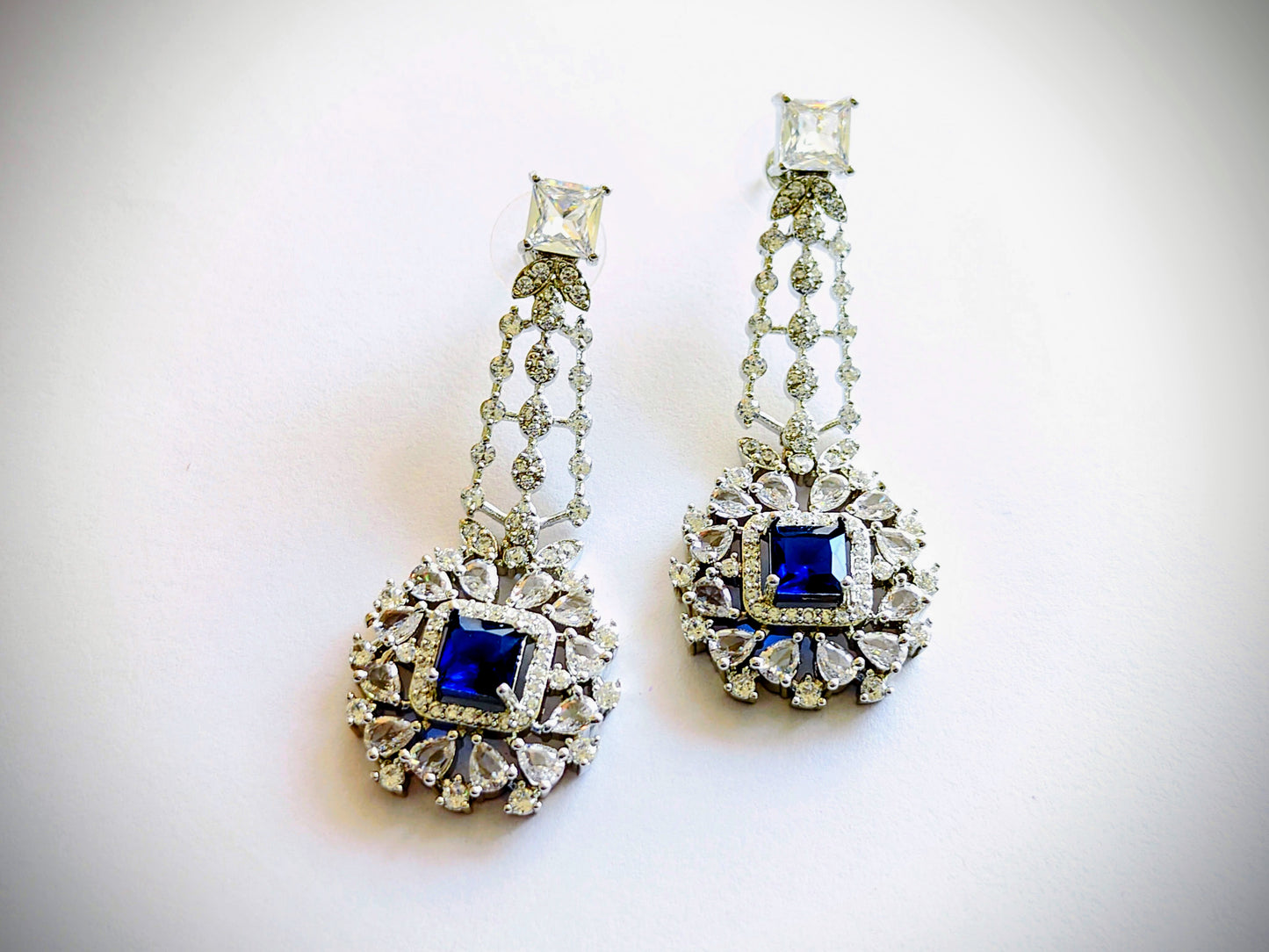 Premium Royal Blue Sapphire CZ Statement Necklace Set